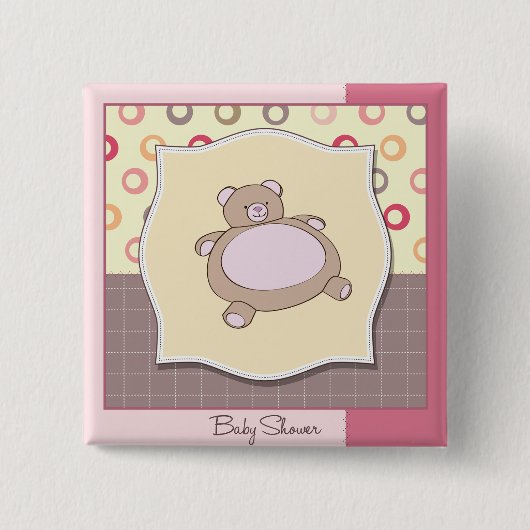 Teddy Bear Baby Dusche mit Retro Circles Button (Vorderseite)