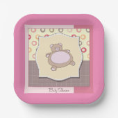 Teddy Bear Baby Dusche mit Retro Circles Pappteller (Vorderseite)