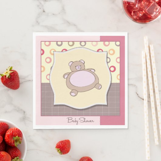 Teddy Bear Baby Dusche mit Retro Circles Serviette (Beispiel)