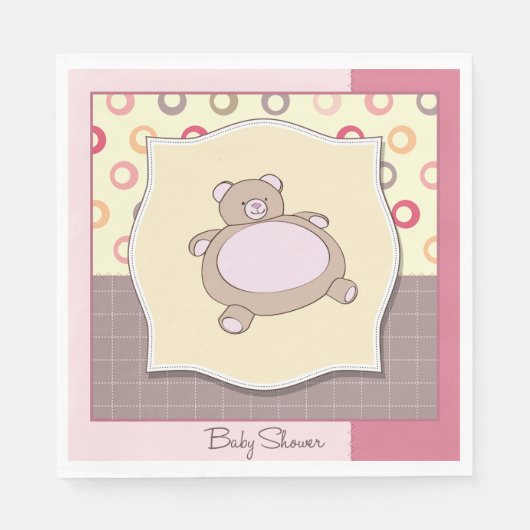 Teddy Bear Baby Dusche mit Retro Circles Serviette (Vorderseite)