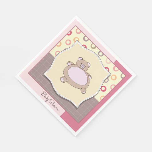 Teddy Bear Baby Dusche mit Retro Circles Serviette (Ecke)