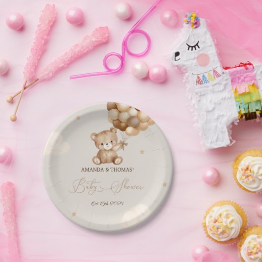 Teddy Bear Baby Dusche neutral Pappteller (Party)