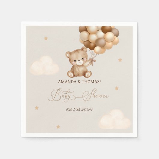 Teddy Bear Baby Dusche neutral Serviette (Vorderseite)