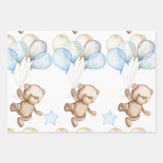 Teddy Bear Baby Dusche Packpapier Blätter (Vorderseite)