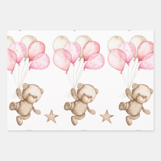 Teddy Bear Baby Dusche Packpapier Blätter (Vorderseite)