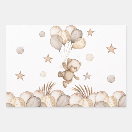 Teddy Bear Baby Dusche Packpapier Blätter (Vorderseite)