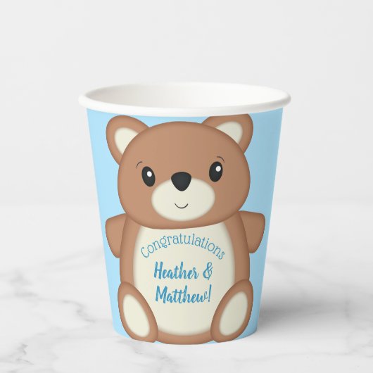 Teddy Bear Baby Dusche Pappbecher (Vorderseite)