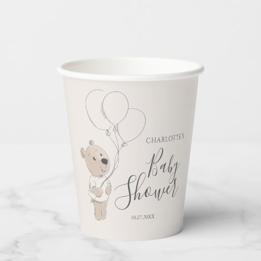 Teddy Bear Baby Dusche Pappbecher (Rückseite)