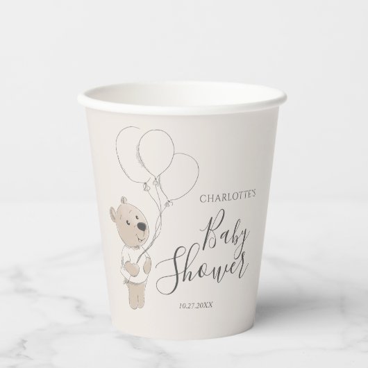 Teddy Bear Baby Dusche Pappbecher (Vorderseite)