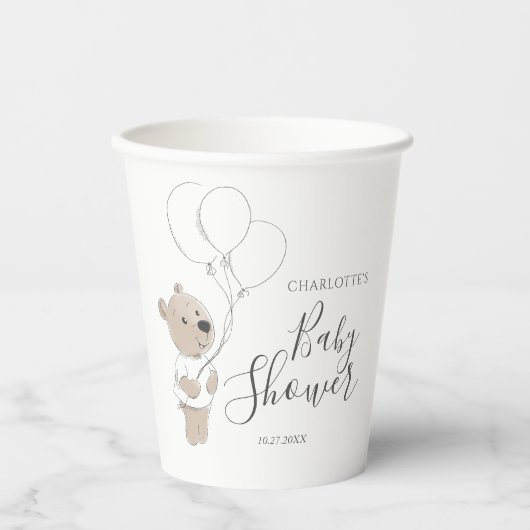 Teddy Bear Baby Dusche Pappbecher (Vorderseite)
