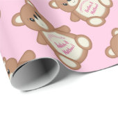 Teddy Bear Baby Dusche Pink Girl Geschenkpapier (Rolleneckpunkt)
