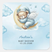 Teddy Bear Baby Dusche Quadratischer Aufkleber (Vorderseite)