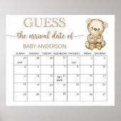 Teddy Bear Baby Dusche Ratschlag Fälligkeitsdatum Poster (Vorne)