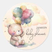 Teddy Bear Baby Dusche Runder Aufkleber (Vorderseite)