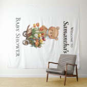 Teddy Bear Baby Dusche Rustikale Flora Hintergrund Wandteppich (Beispiel (Horizontal))