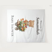 Teddy Bear Baby Dusche Rustikale Flora Hintergrund Wandteppich (Vorderseite (Horizontal))