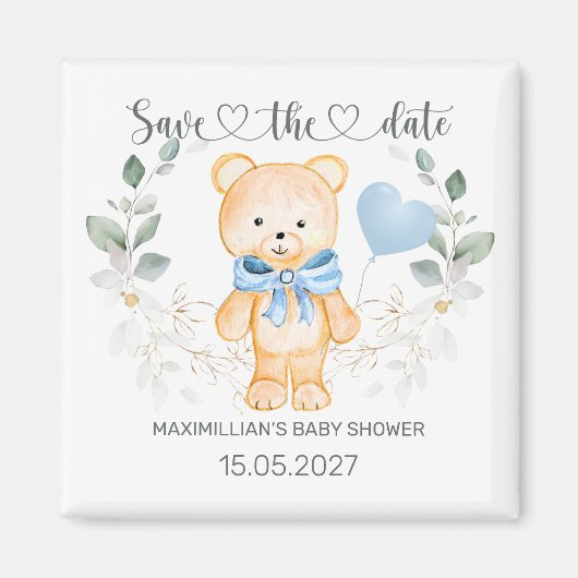 Teddy Bear Baby Dusche Save the Date Magnet (Vorne)