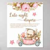 Teddy Bear Baby Dusche Spate Night Diapers Poster (Vorne)