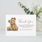 Teddy Bear Baby Dusche Vielen Dank Dankeskarte (Stehend Vorderseite)