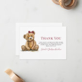Teddy Bear Baby Dusche Vielen Dank Mitteilungskarte (Vorderseite/Rückseite Beispiel)