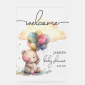 Teddy Bear Baby Dusche Willkommen Acrylschild (Vorderseite)