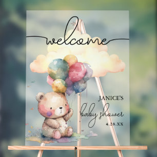 Teddy Bear Baby Dusche Willkommen Acrylschild