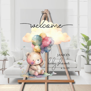 Teddy Bear Baby Dusche Willkommen Acrylschild
