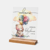 Teddy Bear Baby Dusche Willkommen Acrylschild (Winkel)