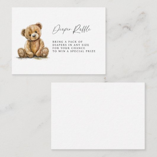 Teddy Bear Baby Dusche Windelwanne Begleitkarte (Vorne/Hinten)