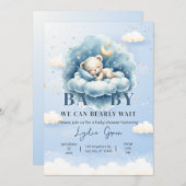 Teddy Bear Baby Dusche wir können frühzeitig abwar Einladung (Vorne/Hinten)