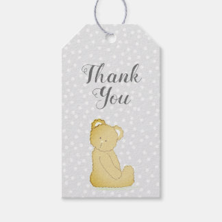Teddy Bear Baby Duschgeschenk Tag grau und braun Geschenkanhänger