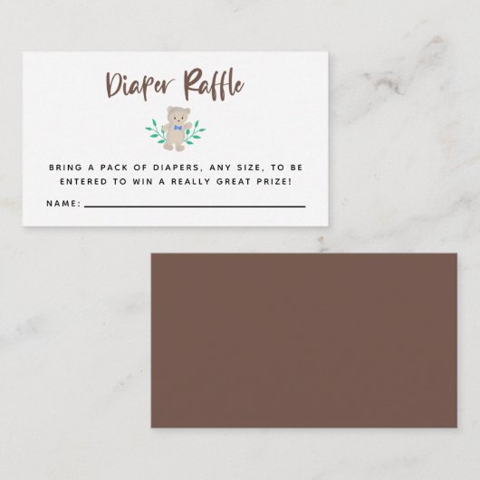 Teddy Bear Baby Duschkabine Windelwanne Begleitkarte (Vorne/Hinten)