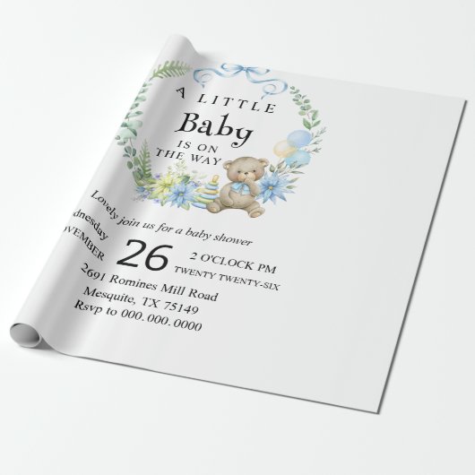 Teddy Bear Baby Duschpapier Geschenkpapier (Ungerollt)