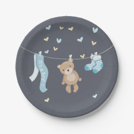 Teddy Bear Baby Duschpapier Teller Boy Blue Gray