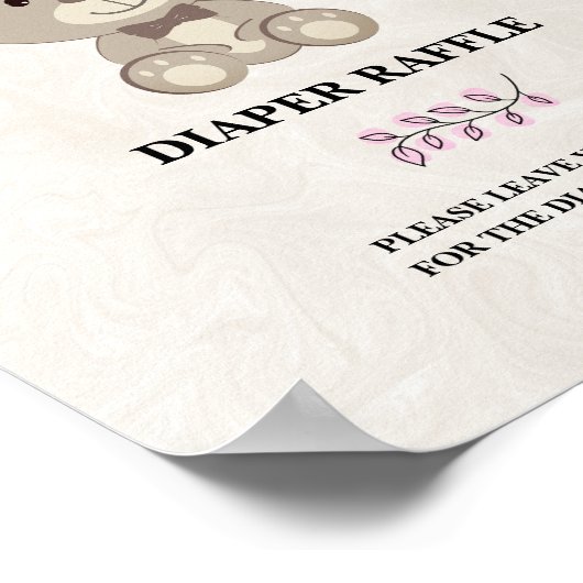 Teddy Bear Baby Duwer Windelwanne Raffle Schild (P (Ecke)