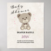 Teddy Bear Baby Duwer Windelwanne Raffle Schild (P (Vorne)