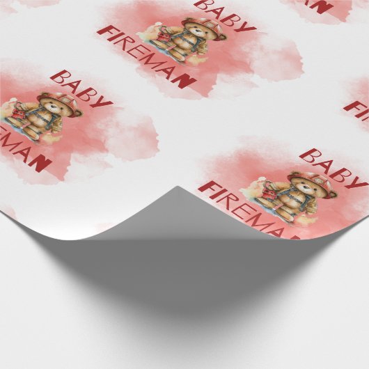 Teddy Bear Baby Fireman Boy Baby Dusche Geschenkpapier (Ecke)