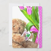 Teddy Bear Baby Girl Dusche Einladung (Vorderseite)