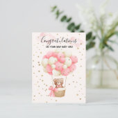 Teddy Bear Baby Girl gratuliert Card Postkarte (Stehend Vorderseite)