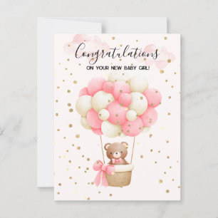 Teddy Bear Baby Girl gratuliert Card Postkarte