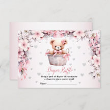 Teddy Bear Baby Girl Pink Blume Babydusche