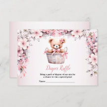 Teddy Bear Baby Girl Pink Blume Babydusche