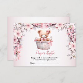 Teddy Bear Baby Girl Pink Blume Babydusche Begleitkarte