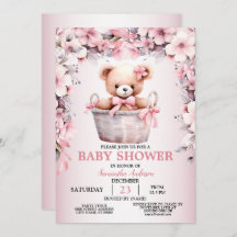 Teddy Bear Baby Girl Pink Blume Babydusche