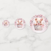 Teddy Bear Baby Girl Pink Blume Party Elegant Konfetti (Vorderseiten)