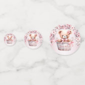 Teddy Bear Baby Girl Pink Blume Party Elegant Konfetti (Rückseiten)
