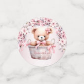 Teddy Bear Baby Girl Pink Blume Party Elegant Konfetti (Klein Vorderseite)