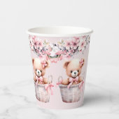Teddy Bear Baby Girl Pink Blume Party Elegant Pappbecher (Rückseite)