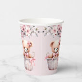 Teddy Bear Baby Girl Pink Blume Party Elegant Pappbecher (Rechts)