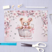 Teddy Bear Baby Girl Pink Blume Party Elegant Seidenpapier (Handwerk)